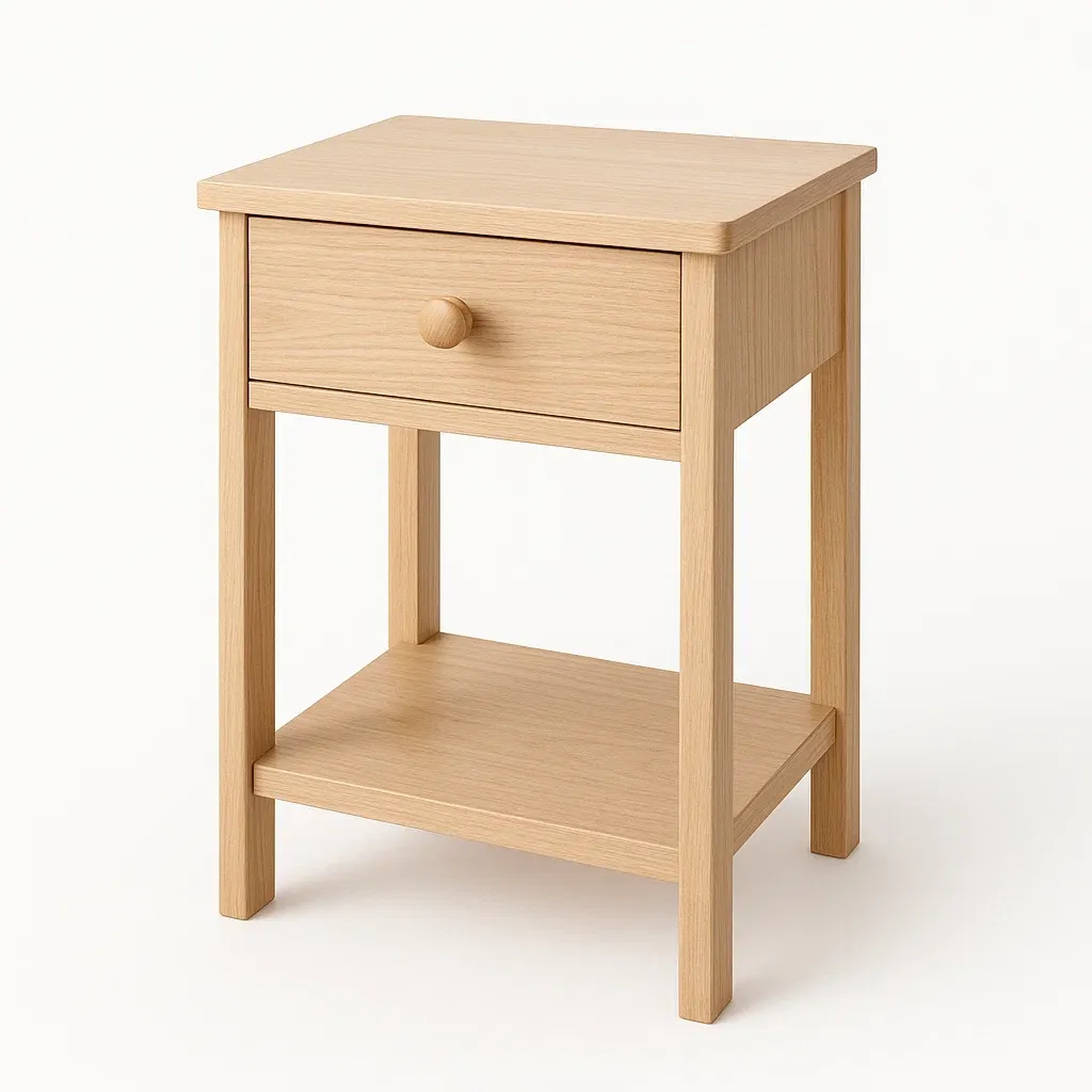 Table de chevet en bois avec tiroir et étagère-MOBILIQO