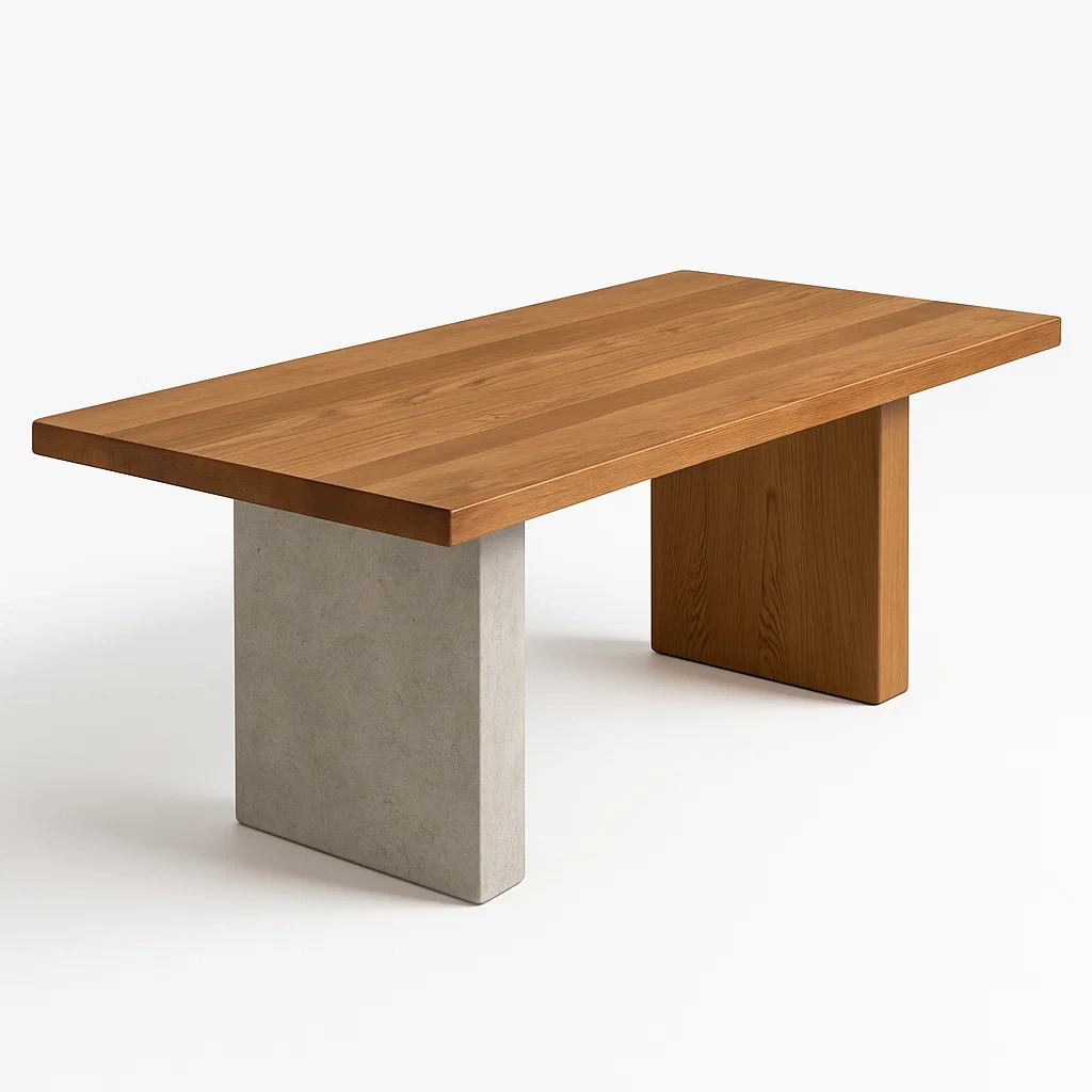 Table rectangulaire en bois et béton 200x90x75 cm marron/gris-MOBILIQO
