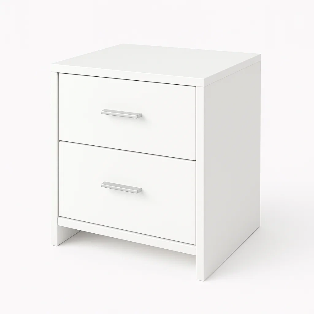 Table de chevet en panneaux de particules 2 tiroirs blanc-MOBILIQO