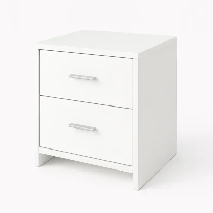 Table de chevet en panneaux de particules 2 tiroirs blanc-MOBILIQO