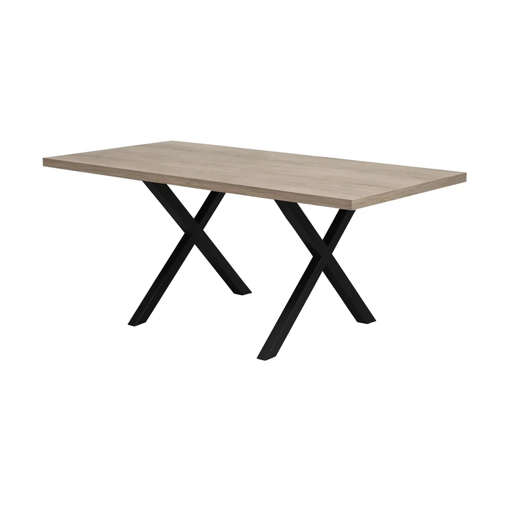 Table rectangulaire en bois MDF avec pieds en métal noir 180x90x75 cm-MOBILIQO