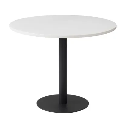 Table ronde en MDF et acier noir et blanc-MOBILIQO
