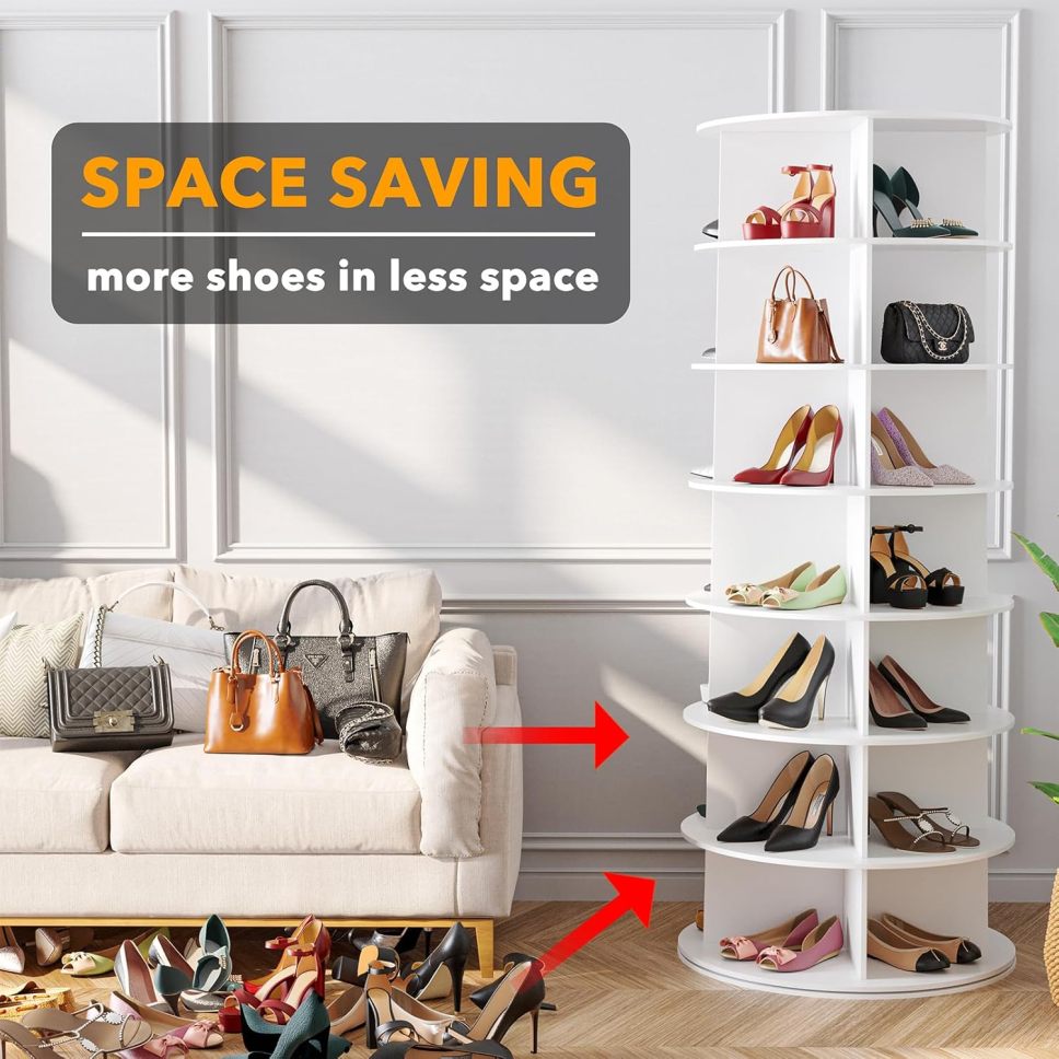 🔥Limited Time Offer✨Buy 1 Get 1 Free🎁Revolving 360 Shoe Rack Storage Round Carousel