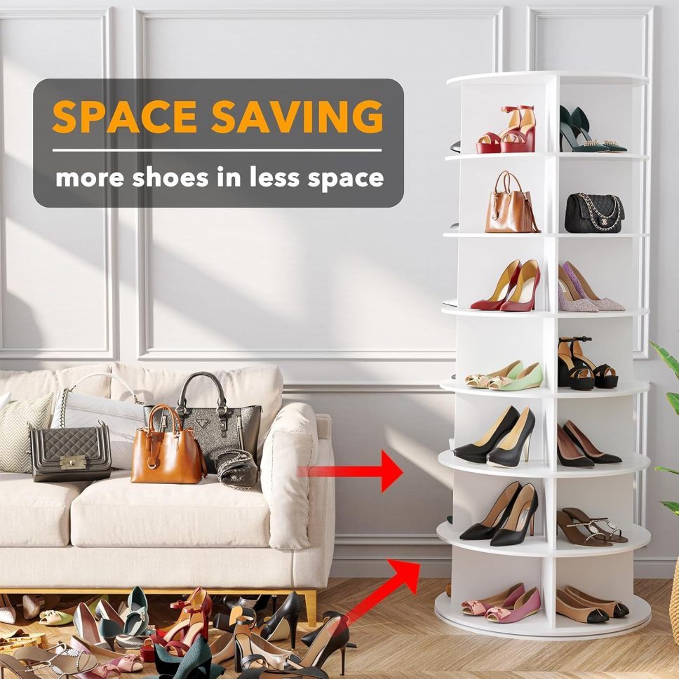 🔥Limited Time Offer✨Buy 1 Get 1 Free🎁Revolving 360 Shoe Rack Storage Round Carousel