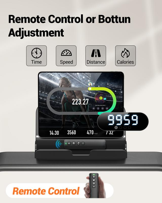 Under Desk Treadmill, High Definition Big Screen Walking Pad for Home Small, 2.5 HP Quiet Brushless, 300 LBS Capacity