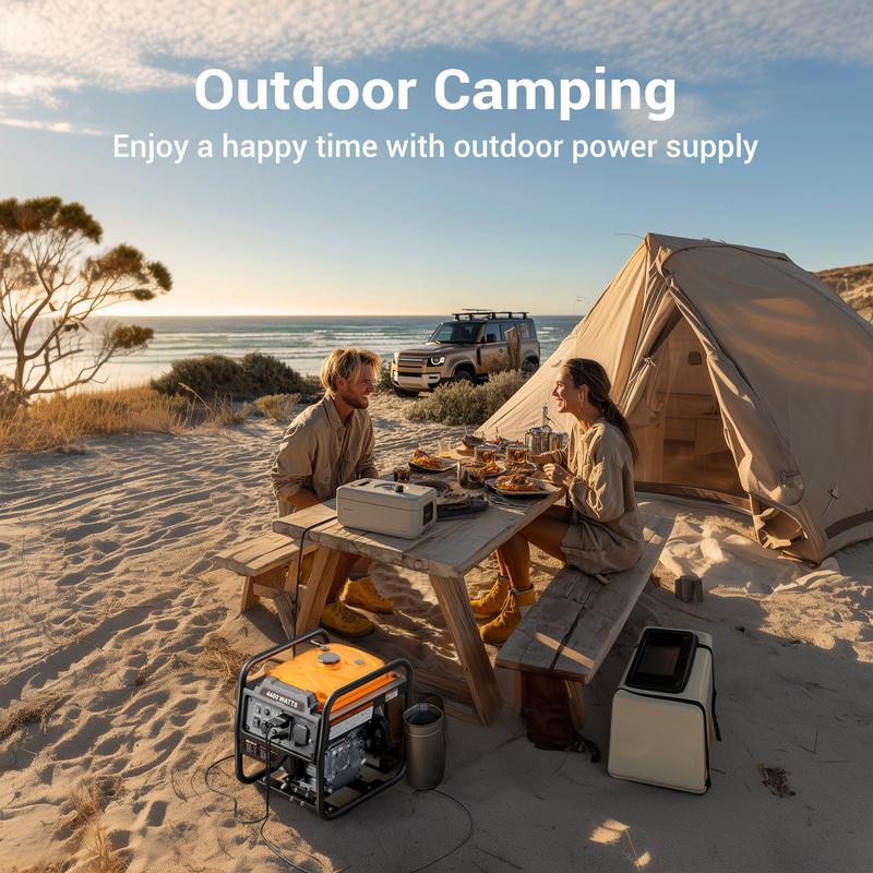 (Ships Within 24H)4400 Watts Off-Grid Portable Generator Outdoor Power Equipment, Open Frame Inverter Generator with ECO Mode, Gas Powered, Quiet Operation, Emergency Home Backup, RV Ready