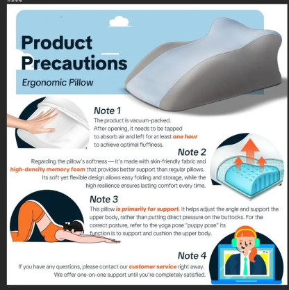 Ergonomic Memory Foam Pillow for Neck Back and Legs Support with Removable Washable Cover Ideal for Face Down Reading and Relaxation