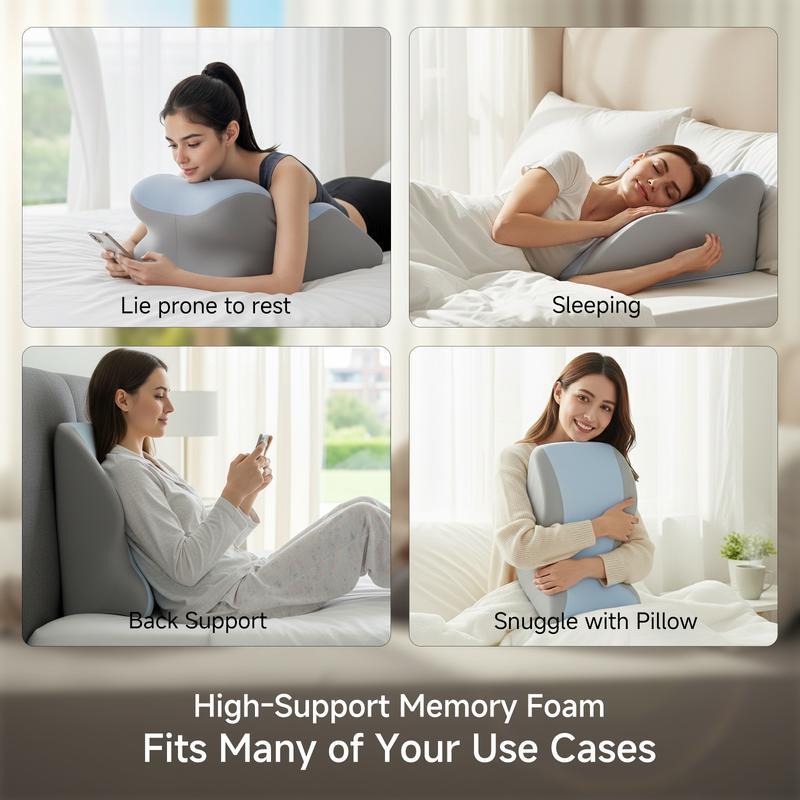 Ergonomic Memory Foam Pillow for Neck Back and Legs Support with Removable Washable Cover Ideal for Face Down Reading and Relaxation