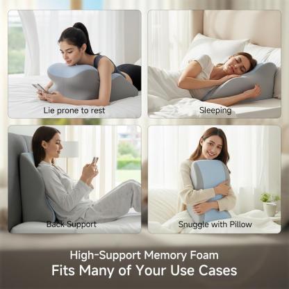Ergonomic Memory Foam Pillow for Neck Back and Legs Support with Removable Washable Cover Ideal for Face Down Reading and Relaxation