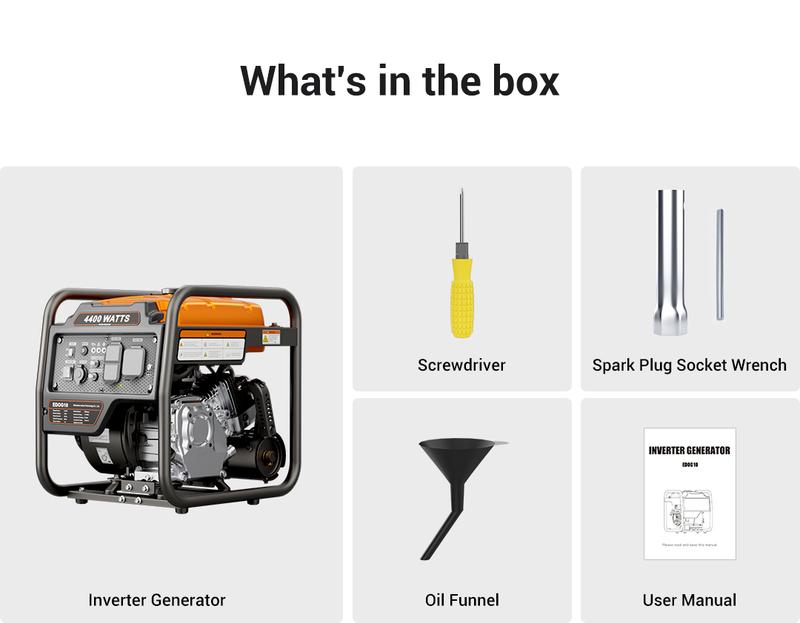 (Ships Within 24H) Efurden 4400 Watts Off-Grid Portable Generator Outdoor Power Equipment, Open Frame Inverter Generator with ECO Mode, Gas Powered, Quiet Operation, Emergency Home Backup, RV Ready