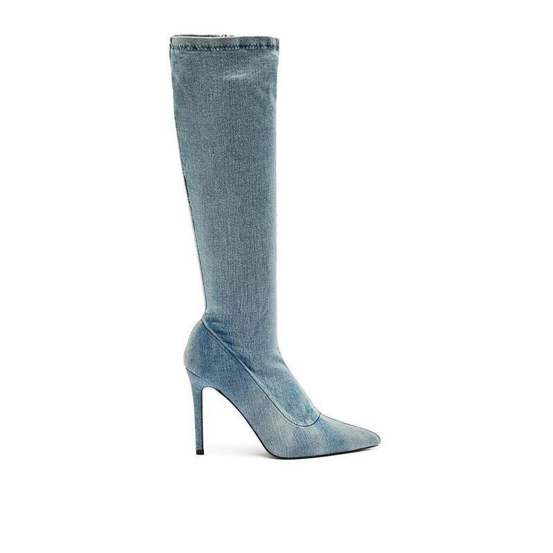 STRETCH DENIM KNEE HIGH BOOT