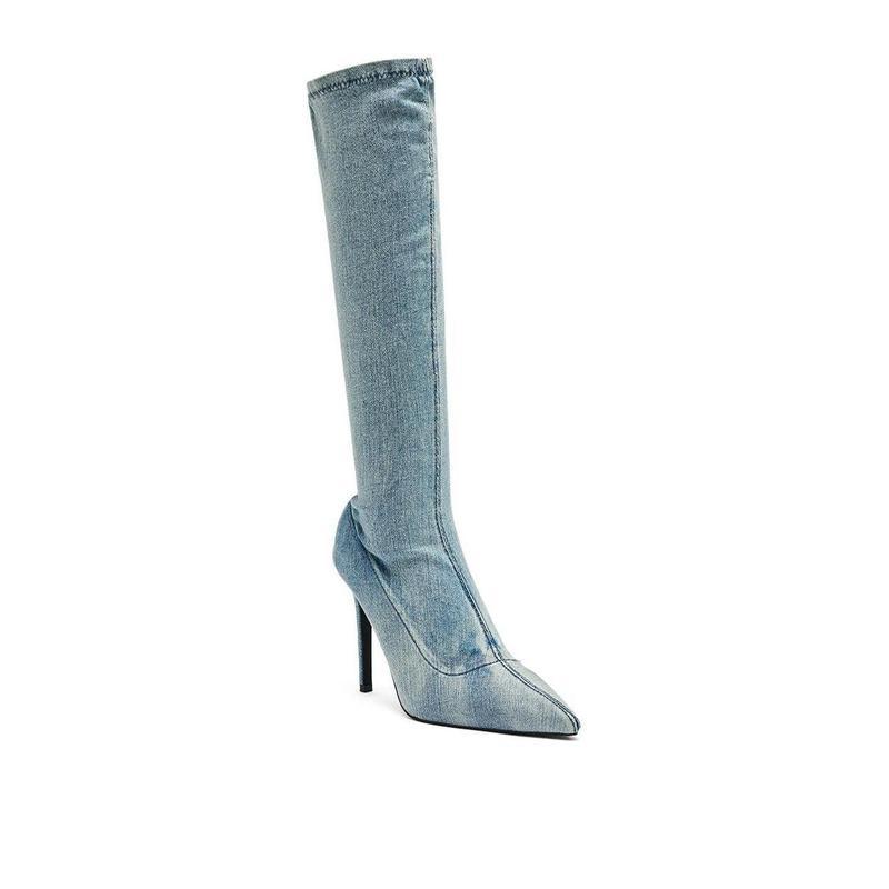 STRETCH DENIM KNEE HIGH BOOT