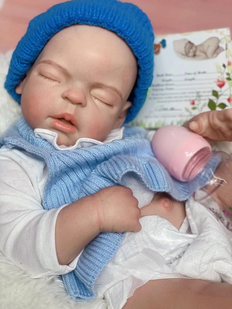 Reborn Baby Doll 22"/55 cm Full Body Soft Silicone Sleeping Reborn Baby Girl Realistic Newborn Doll with Certificate & Accessories Perfect Christmas & Birthday Gift Collector's Item