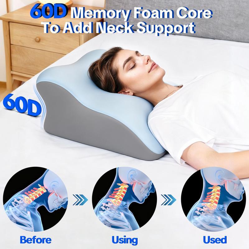 Ergonomic Memory Foam Pillow for Neck Back and Legs Support with Removable Washable Cover Ideal for Face Down Reading and Relaxation