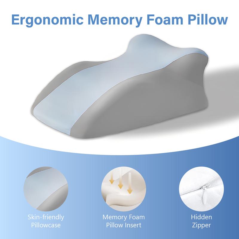 SMILEQUEEN Ergonomic Memory Foam Pillow for Neck Back and Legs Support with Removable Washable Cover Ideal for Face Down Reading and Relaxation Gift ,Christmas TikTokShopHolidayHaul