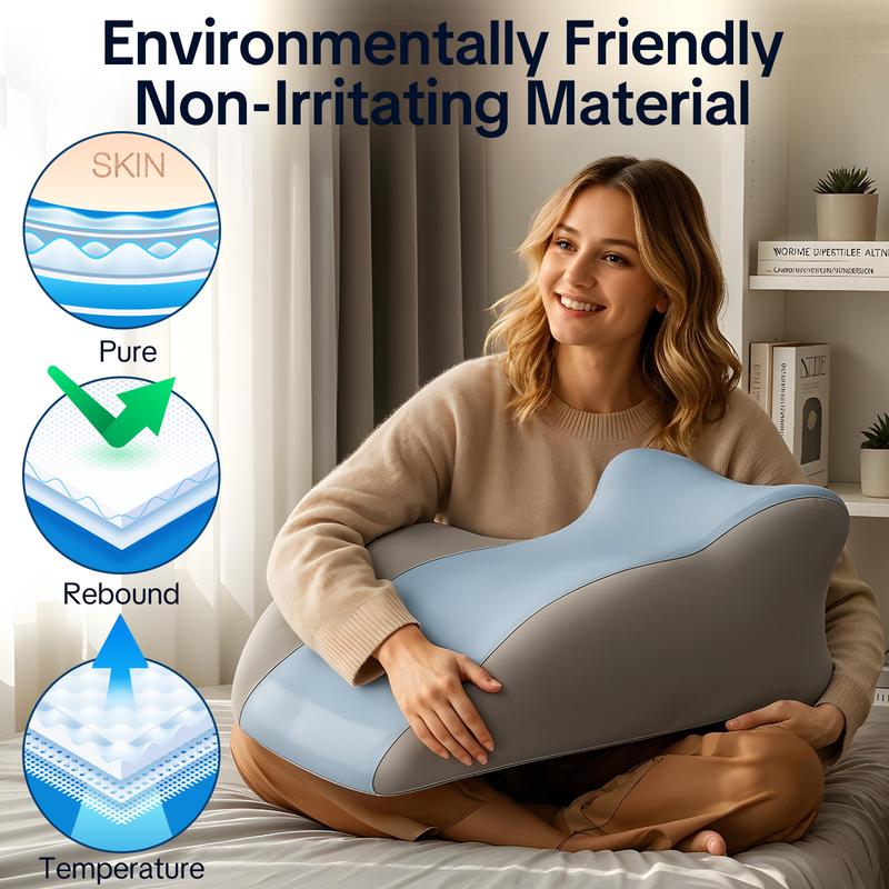 SMILEQUEEN Ergonomic Memory Foam Pillow for Neck Back and Legs Support with Removable Washable Cover Ideal for Face Down Reading and Relaxation Gift ,Christmas TikTokShopHolidayHaul