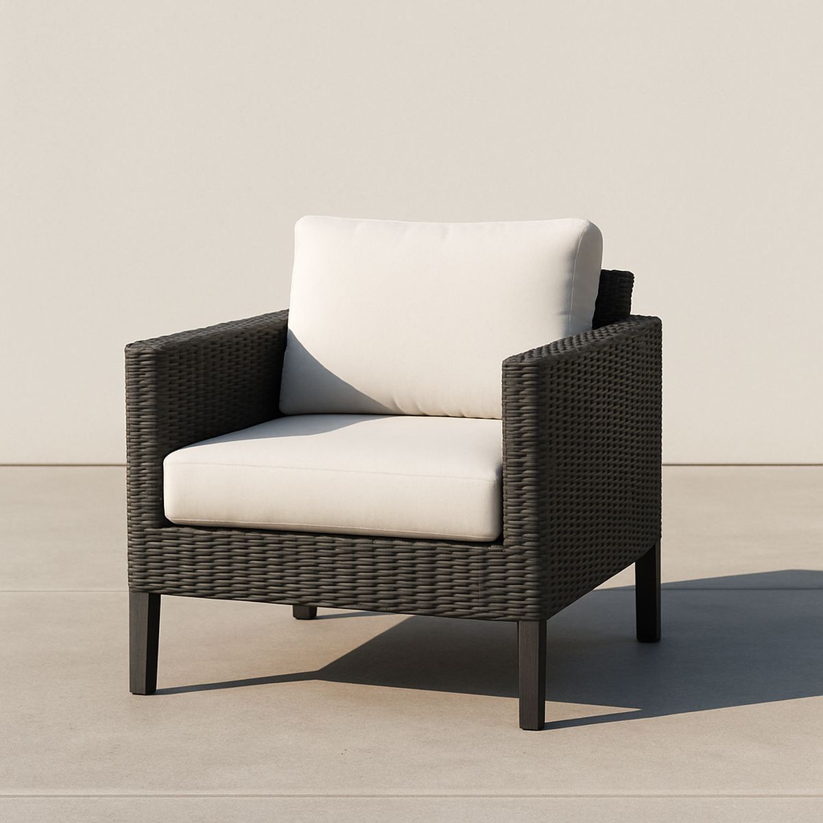Outdoor Sessel Aluminium PE-Rattan Cremeweiß