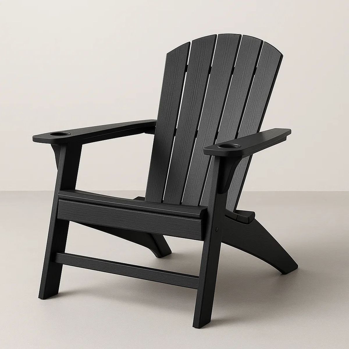 Adirondack Gartenstuhl Kunststoff Schwarz 88cm x 71cm x 96cm