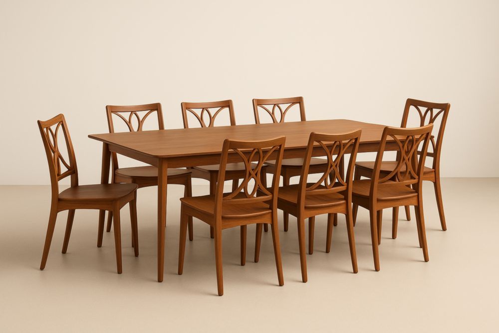 Ensemble de table à manger rectangulaire en bois avec 8 chaises