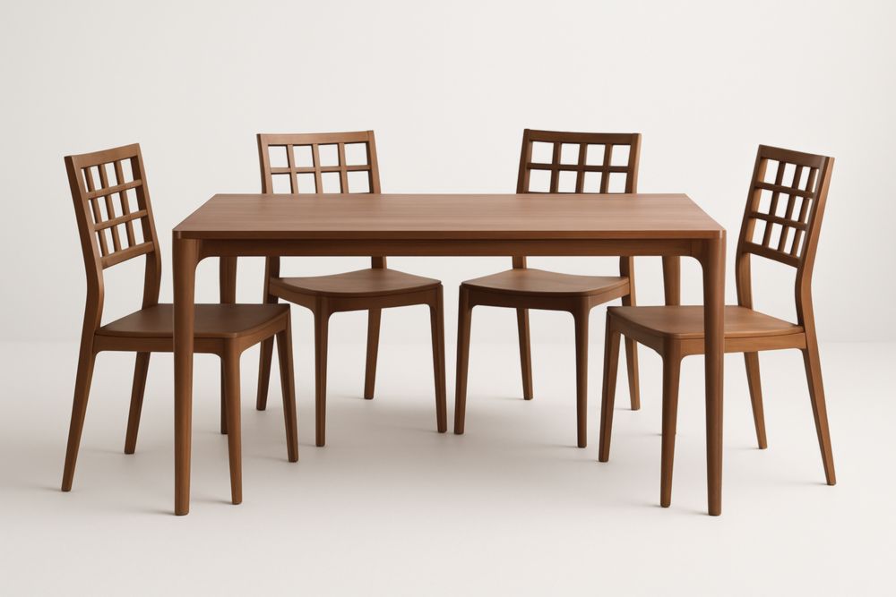 Ensemble table et chaises en bois massif acajou