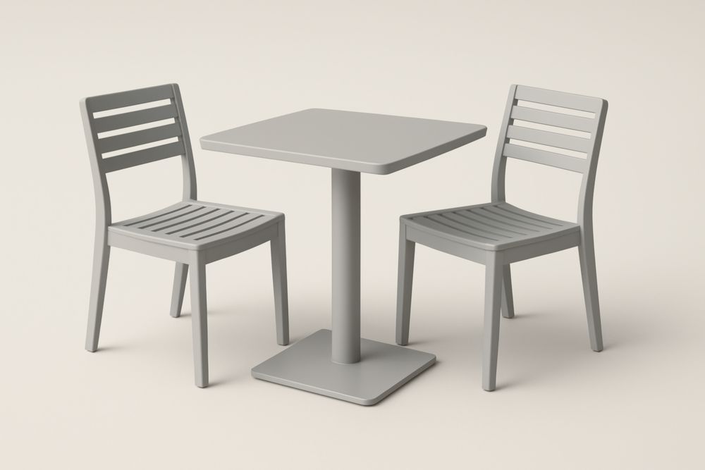 Ensemble table et chaises en plastique gris
