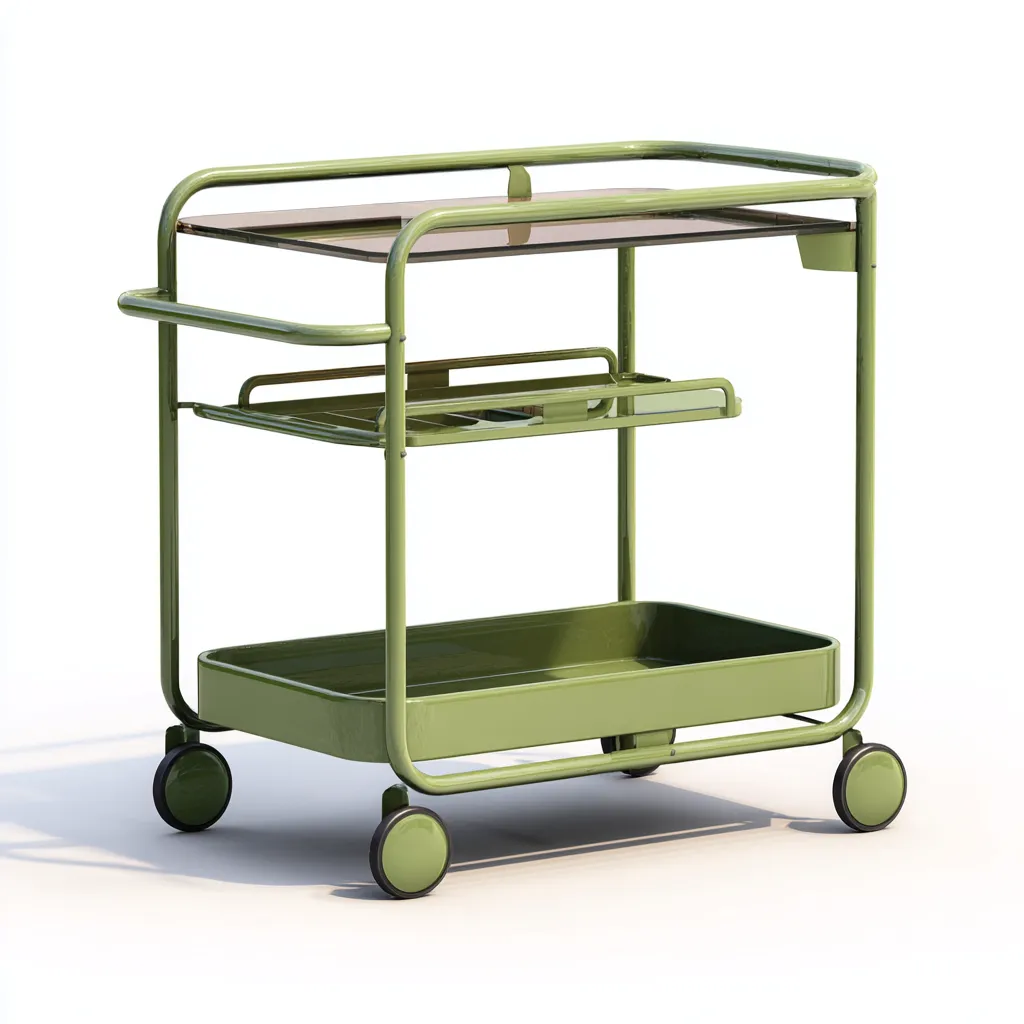 Dessertes et chariots - métal et verre 75x38x85 cm - vert clair - adapté pour cuisine - design moderne-Placidnest