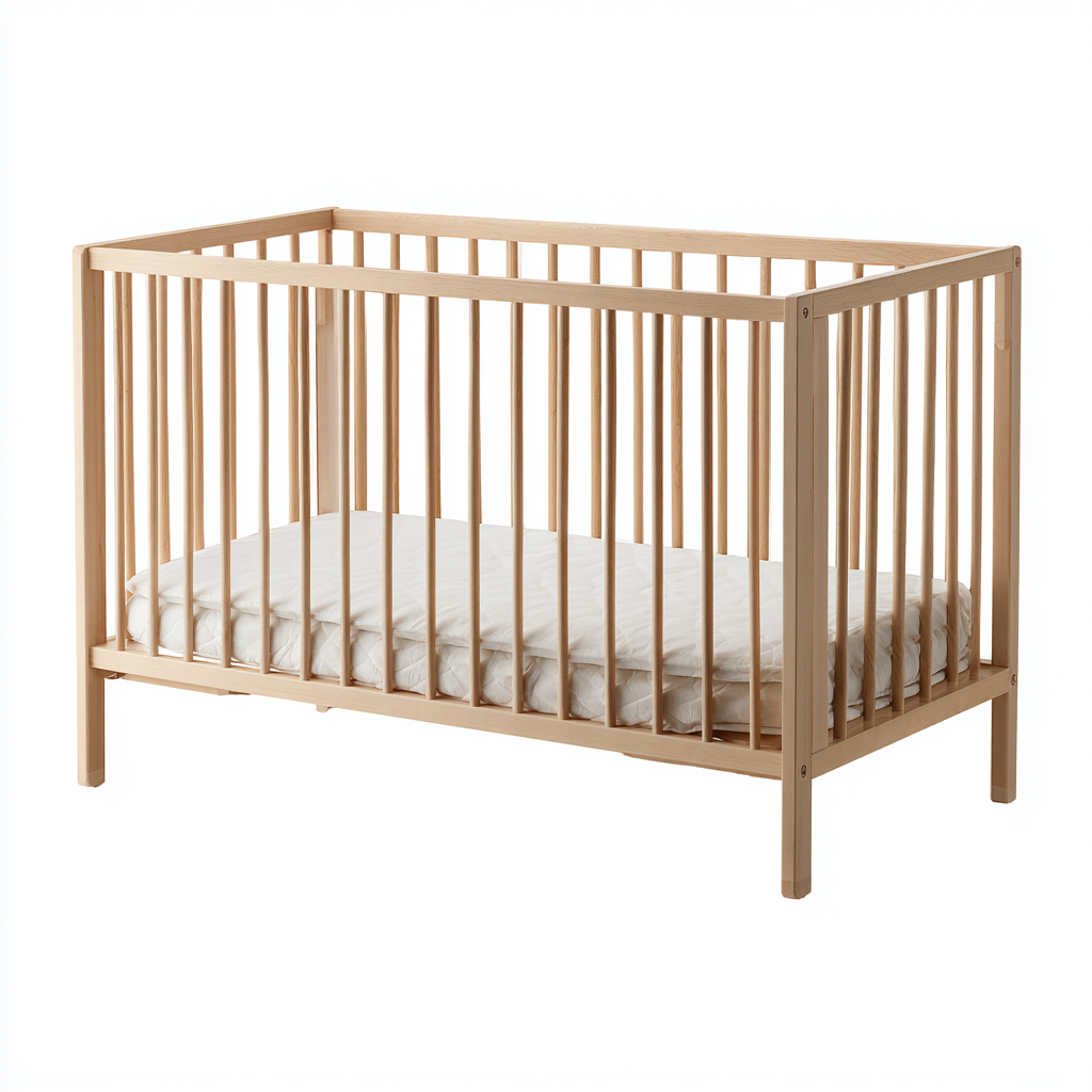 Lit bébé bois 124x66x88 cm - bois clair - pour chambre - design simple-Placidnest