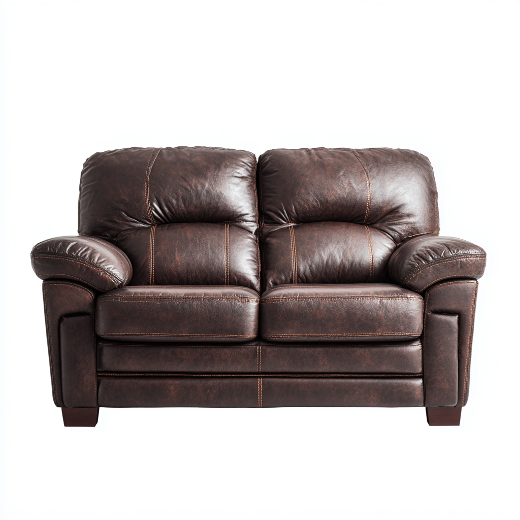 Canapé droit cuir synthétique 171x88x92 cm - marron foncé - pour salon - design moderne-Placidnest