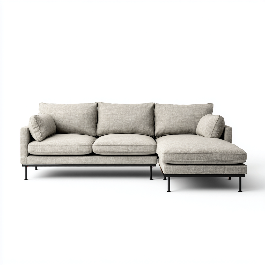 Canapé d'angle tissu 279x166x87 cm - beige - pour salon - design moderne-Placidnest