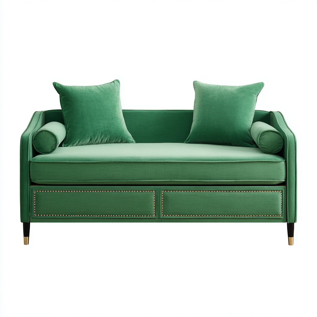 Canapé lit - velours 205x90x92 cm - vert foncé - pour chambre - avec espace de rangement-Placidnest