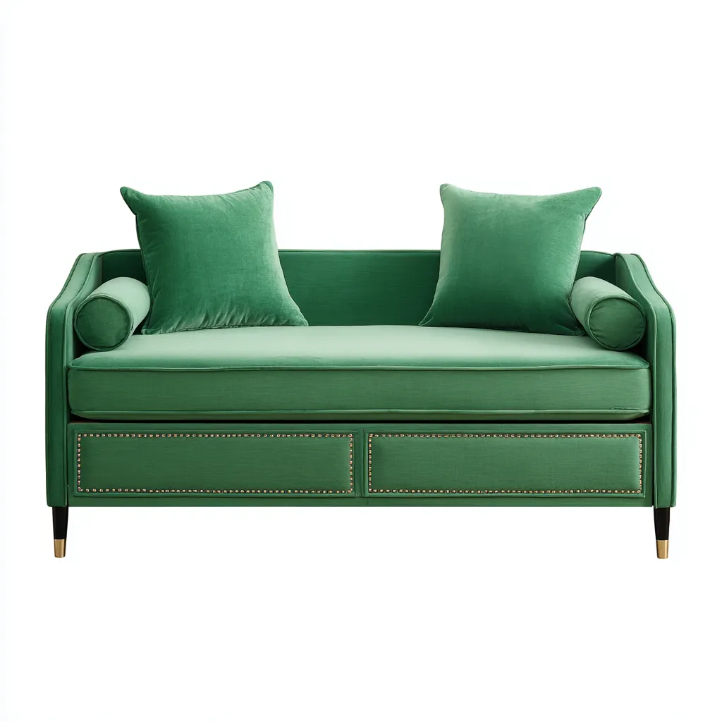 Canapé lit - velours 205x90x92 cm - vert foncé - pour chambre - avec espace de rangement-Placidnest