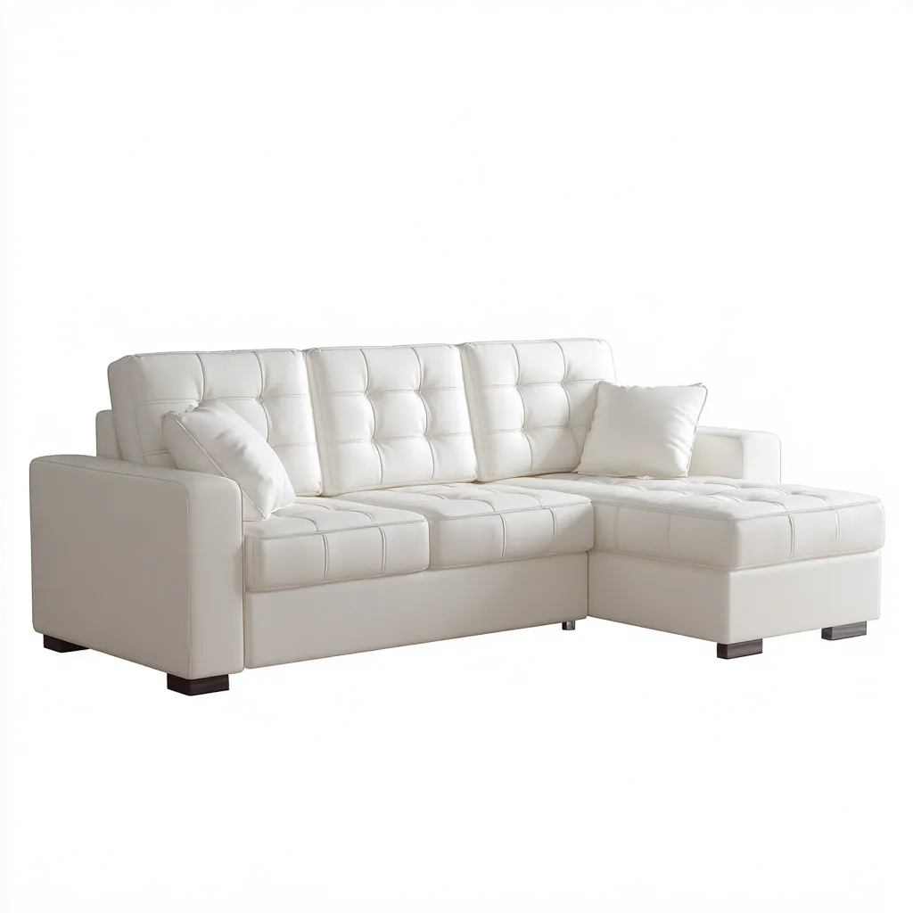 Canapé d'angle cuir synthétique 275x165x86 cm - blanc - pour salon - design moderne-Placidnest