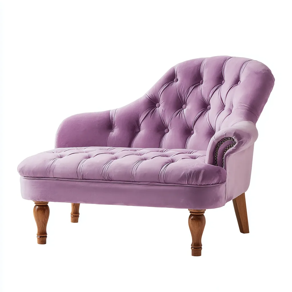 Chaise longue en velours 150x75x88 cm - lilas - adaptée au salon - style classique capitonné-Placidnest