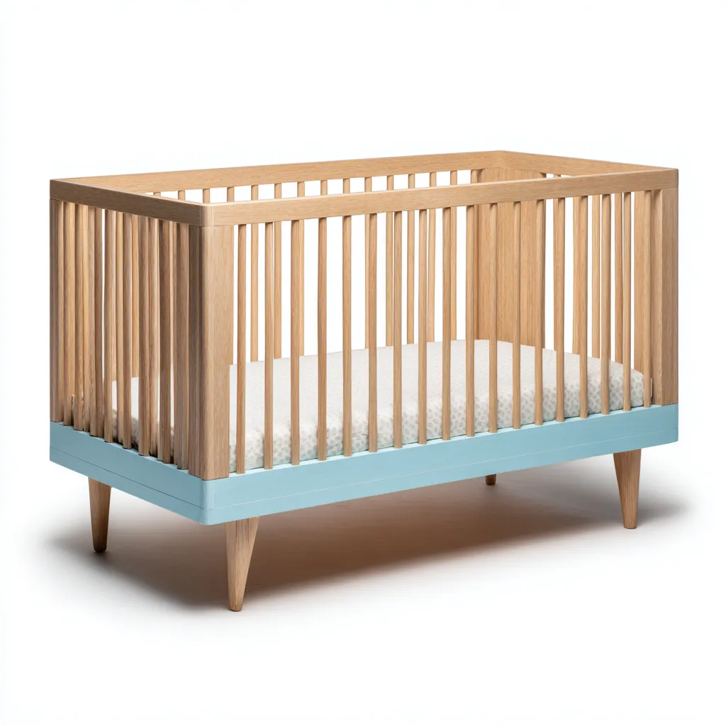 Lit bébé - bois 128x70x88 cm - bois naturel - bleu clair - pour chambre - design moderne-Placidnest