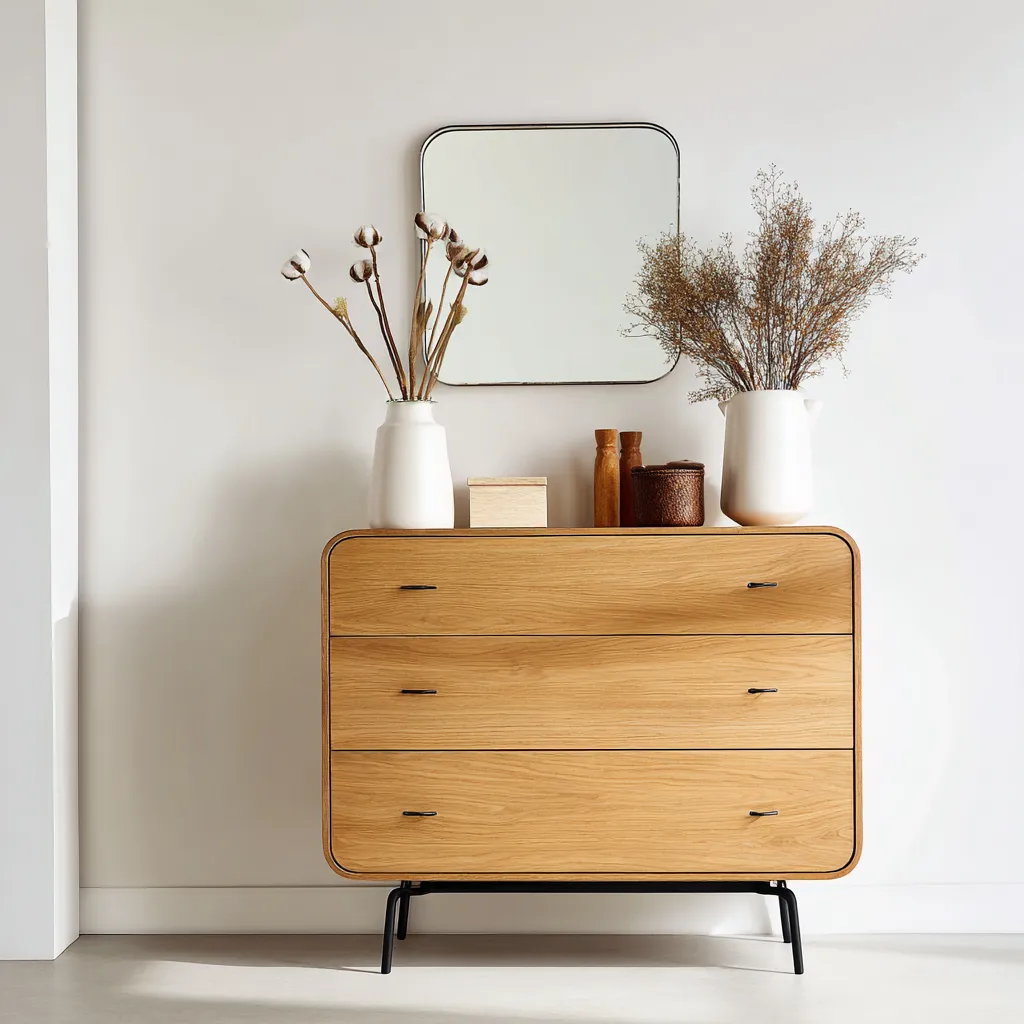 Coiffeuse 80x40x130 cm - chêne clair - pour chambre - design moderne-Placidnest