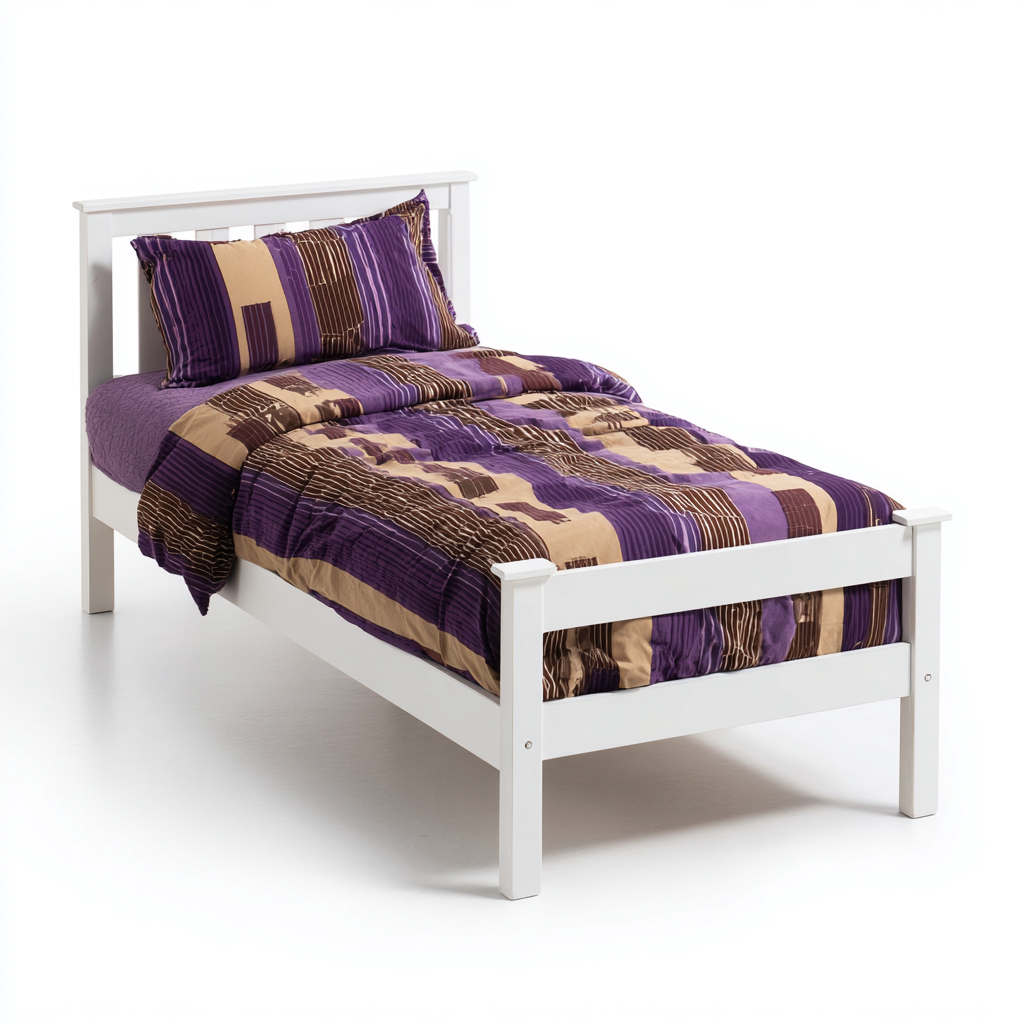 Lit simple - structure bois 200x97x92 cm - blanc - pour chambre - design classique-Placidnest