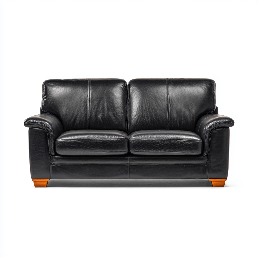 Canapé droit cuir synthétique 165x84x90 cm - noir - pour salon - design moderne-Placidnest