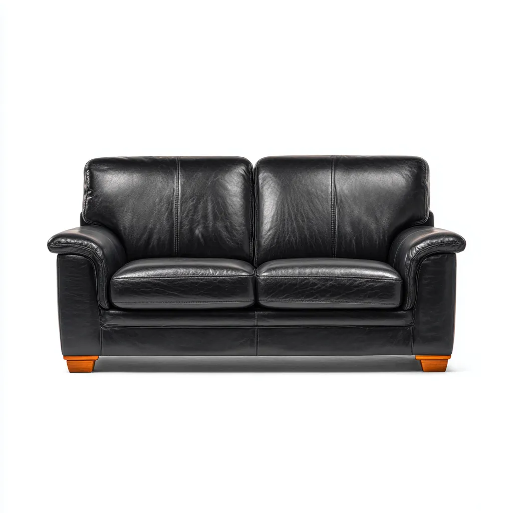 Canapé droit cuir synthétique 165x84x90 cm - noir - pour salon - design moderne-Placidnest