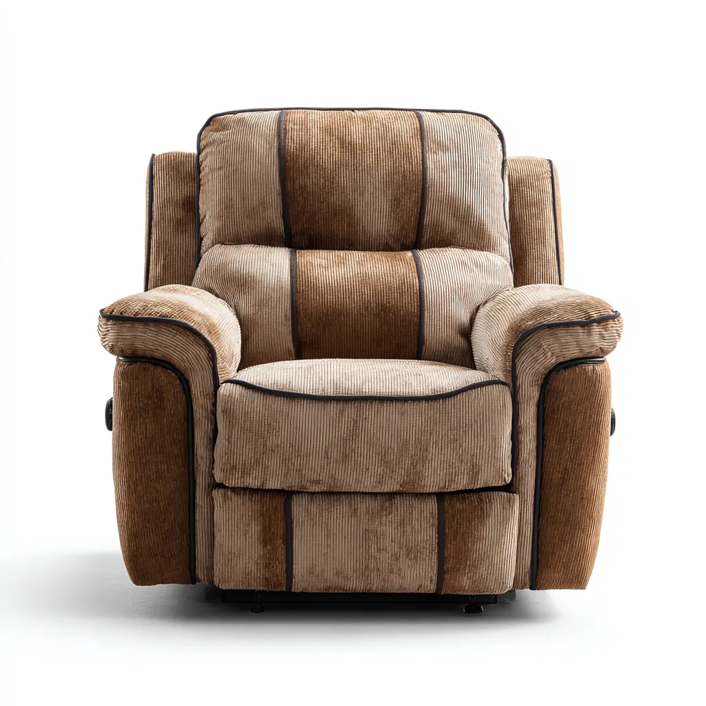 Fauteuil relax tissu côtelé 102x95x106 cm - marron - usage salon - design rembourré confort-Placidnest