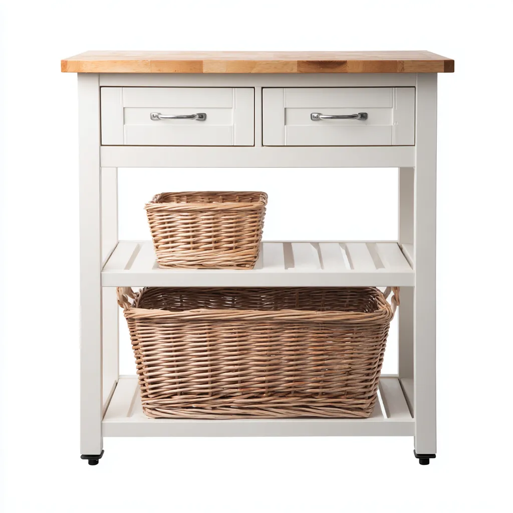 Îlot de cuisine - bois métal 90x50x90 cm - blanc - bois - adapté pour cuisine - design moderne-Placidnest