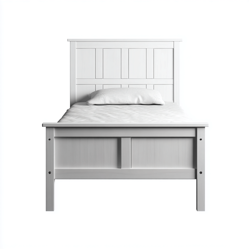 Lit simple bois 205x100x95 cm - blanc - pour chambre - style classique-Placidnest