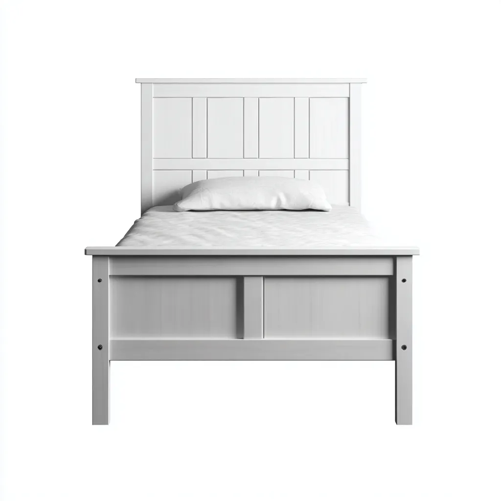 Lit simple bois 205x100x95 cm - blanc - pour chambre - style classique-Placidnest