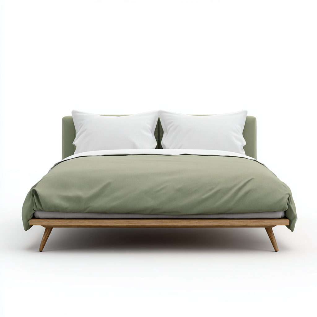 Lit double - tissu 205x160x95 cm - vert sauge - pour chambre - design moderne-Placidnest