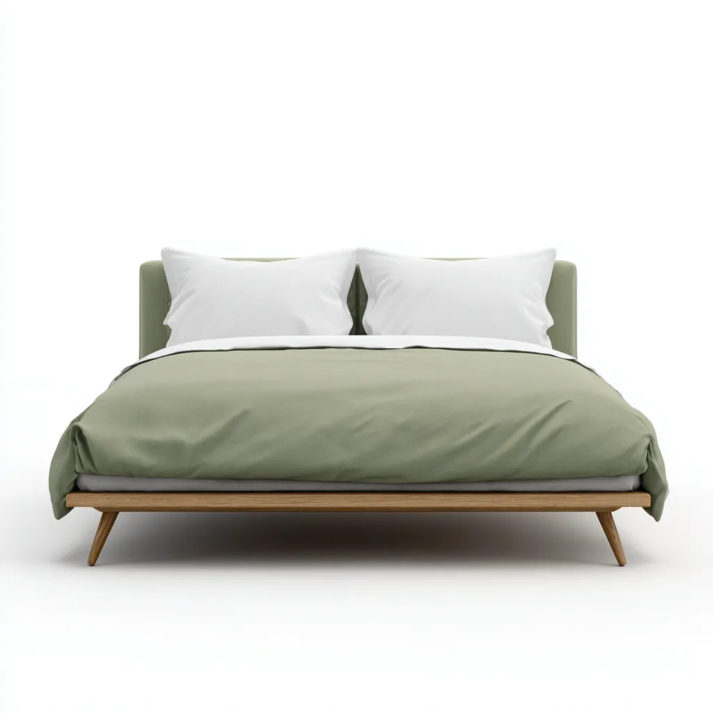 Lit double - tissu 205x160x95 cm - vert sauge - pour chambre - design moderne-Placidnest