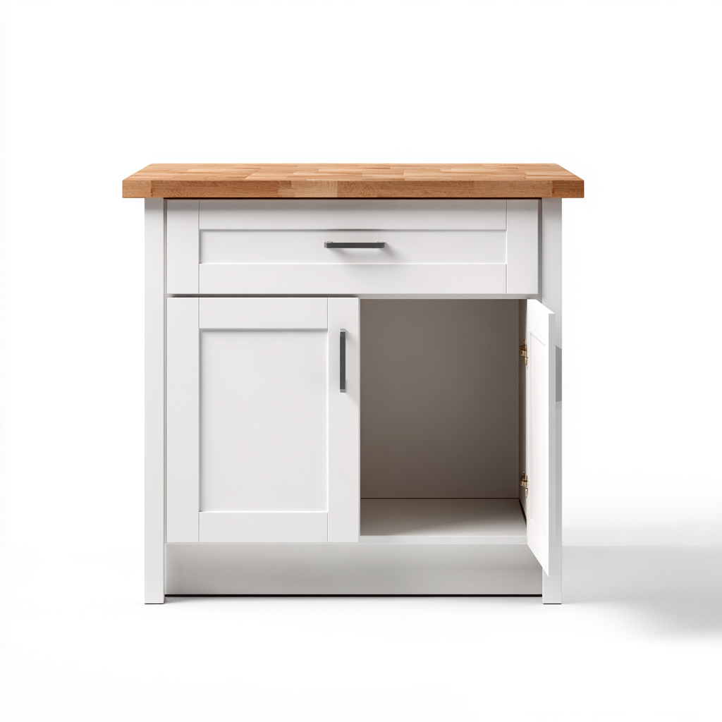Meuble de rangement de cuisine - panneau bois 80x45x90 cm - blanc - bois clair - adapté pour cuisine - design moderne-Placidnest