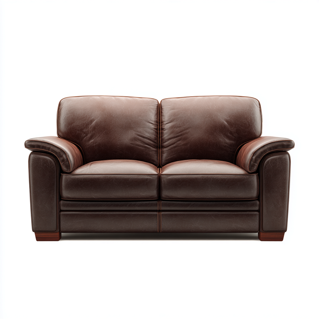 Canapé droit cuir synthétique 150x94x97 cm - marron foncé - pour salon - design classique-Placidnest