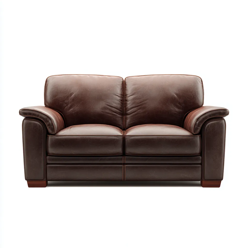 Canapé droit cuir synthétique 150x94x97 cm - marron foncé - pour salon - design classique-Placidnest