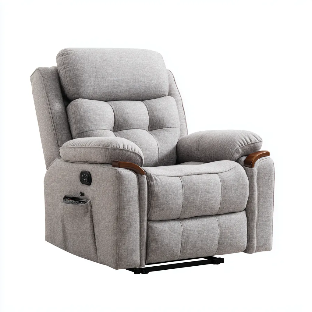 Fauteuil relax tissu rembourré 100x93x105 cm - gris clair - usage salon - design ergonomique-Placidnest