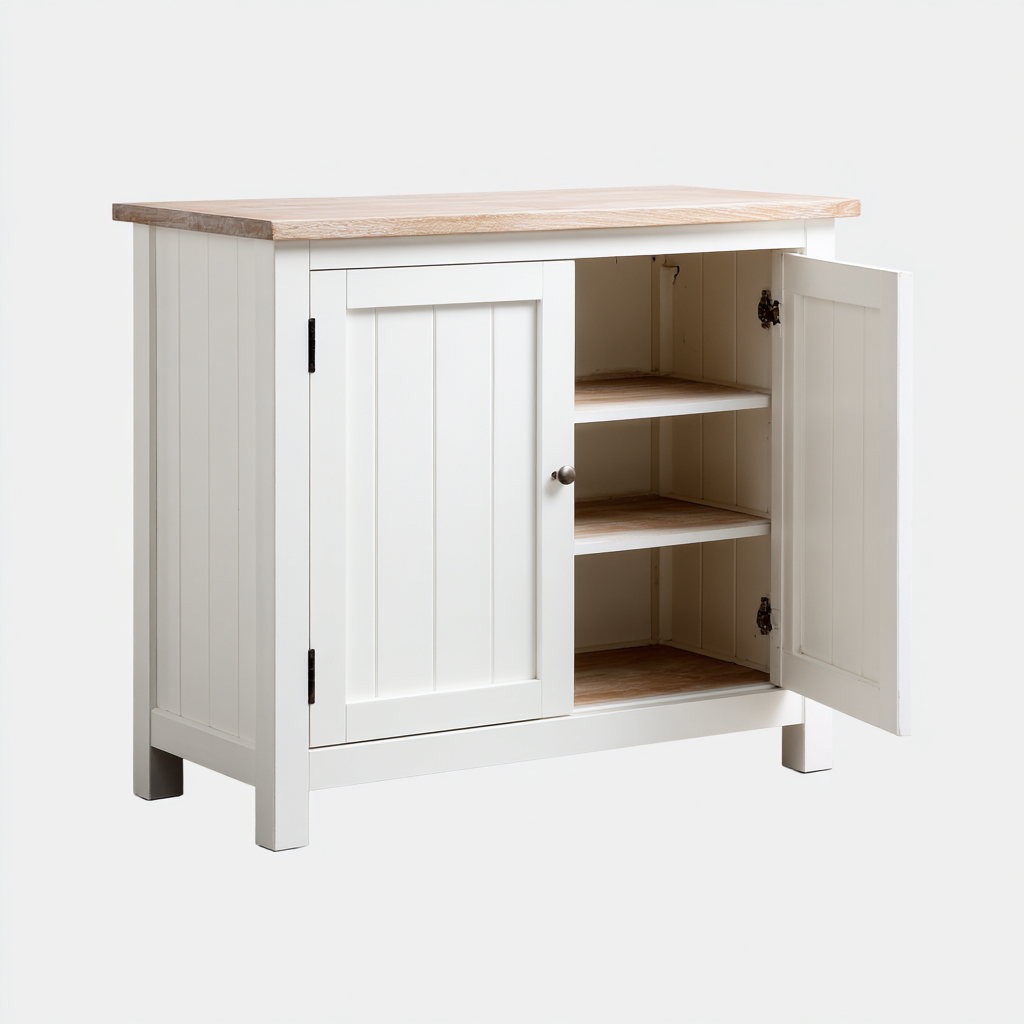 Meuble de rangement de cuisine - panneau bois 90x40x85 cm - blanc - bois clair - adapté pour cuisine - design moderne-Placidnest