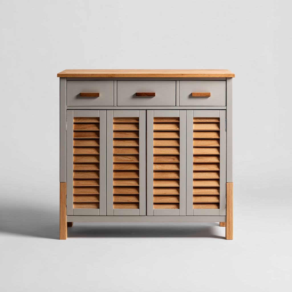 Rangement de salle de bain en bois 78x38x92 cm - gris - bois - design contemporain pour salle de bain-Placidnest